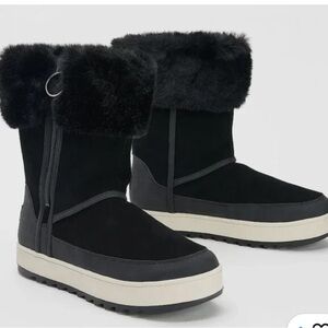 Koolaburra by UGG Black Tynlee Waterproof Winter Boots With Faux Fur Cuff Size 7